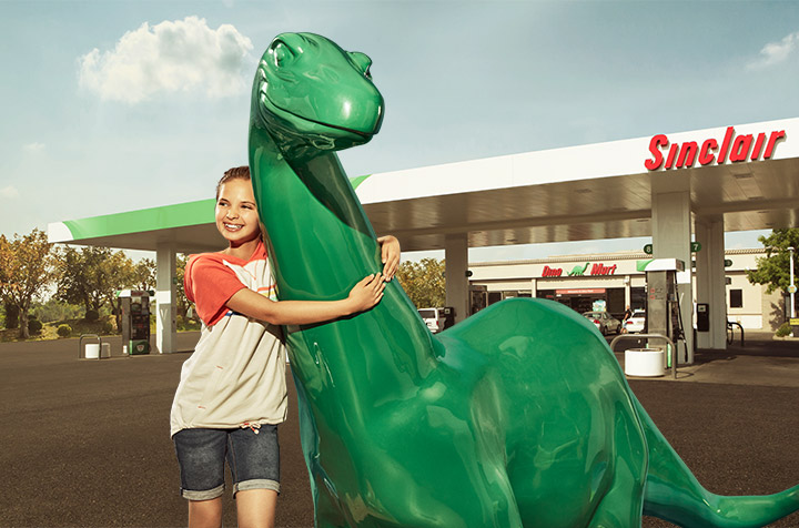 Girl hugging Dino