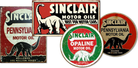 4 antique Sinclair Oil signs